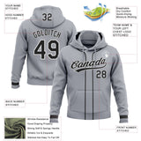Custom Stitched Gray Black-White Baseball Pullover Sweatshirt Hoodie