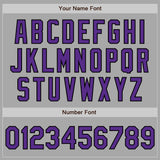 Custom Stitched Gray Purple-Black Baseball Pullover Sweatshirt Hoodie