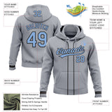 Custom Stitched Gray Light Blue-Black Baseball Pullover Sweatshirt Hoodie