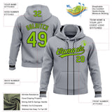 Custom Stitched Gray Neon Green-Black Baseball Pullover Sweatshirt Hoodie