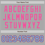 Custom Stitched Gray Light Blue Pink-Black Baseball Pullover Sweatshirt Hoodie