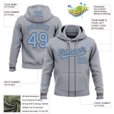 Custom Stitched Gray Light Blue-Steel Gray Baseball Pullover Sweatshirt Hoodie
