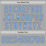 Custom Stitched Gray Light Blue-Steel Gray Baseball Pullover Sweatshirt Hoodie