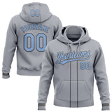 Custom Stitched Gray Light Blue-Steel Gray Baseball Pullover Sweatshirt Hoodie