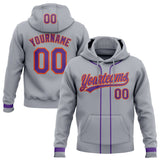 Custom Stitched Gray Purple-Orange Baseball Pullover Sweatshirt Hoodie