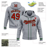 Custom Stitched Gray Red-Green Baseball Pullover Sweatshirt Hoodie
