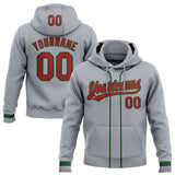 Custom Stitched Gray Red-Green Baseball Pullover Sweatshirt Hoodie