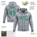 Custom Stitched Gray Kelly Green-White Baseball Pullover Sweatshirt Hoodie