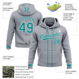 Custom Stitched Gray Teal-White Baseball Pullover Sweatshirt Hoodie