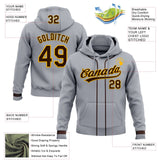 Custom Stitched Gray Brown-Gold Baseball Pullover Sweatshirt Hoodie