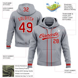 Custom Stitched Gray Red-White Baseball Pullover Sweatshirt Hoodie