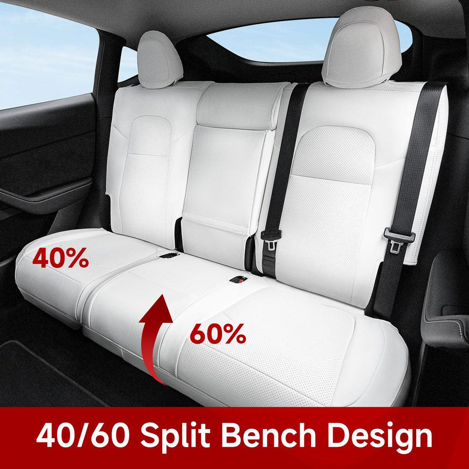 Premium Tesla Model Y 7 Seater Seat Cover Set with Upgraded 2nd-Row 40/60 Split Bench Design for Ultimate Comfort and Protection