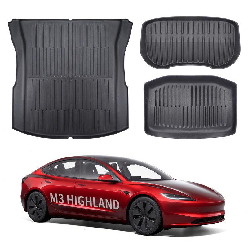 2024+ Model 3 Highland All Weather TPE Interior Floor Mats Cargo Liners Set for Tesla