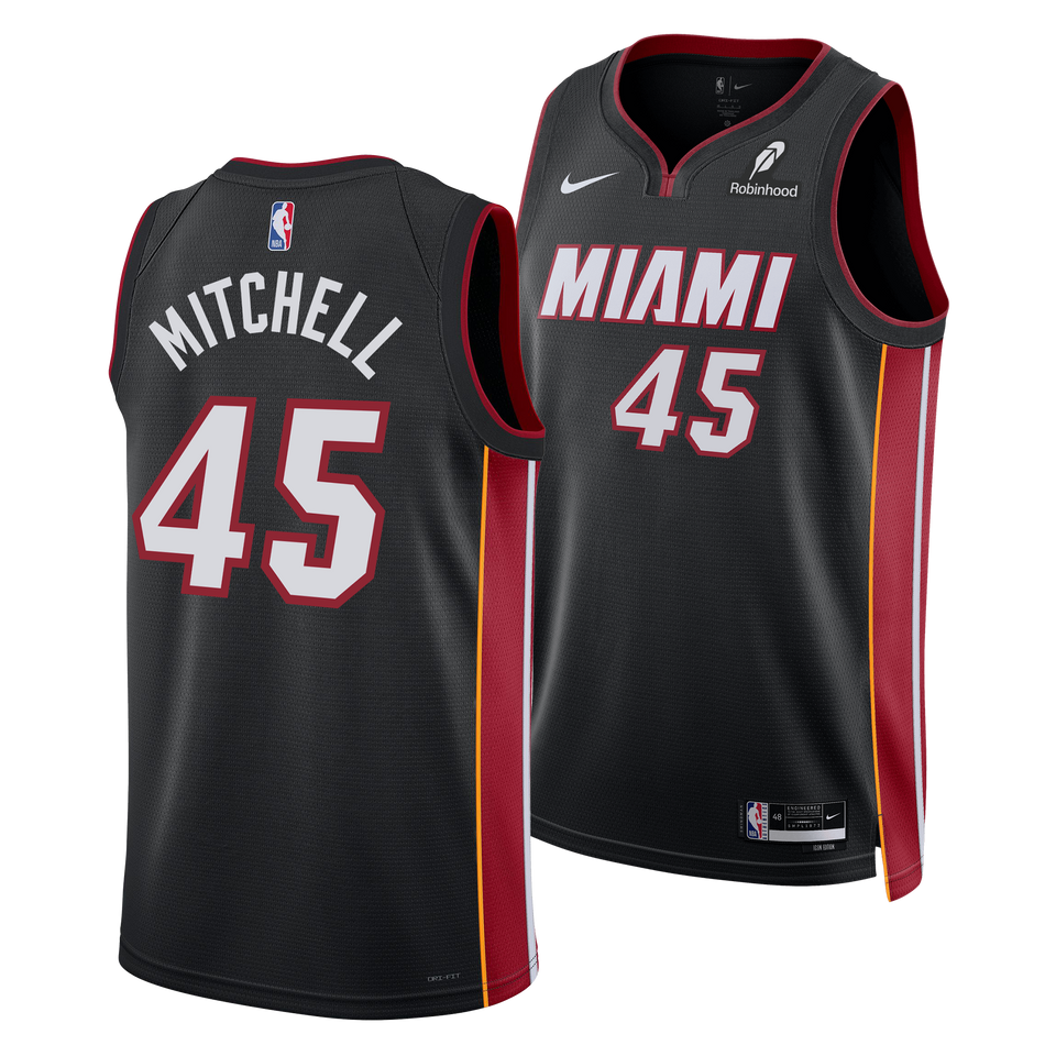 Davion Mitchell Nike Miami HEAT Icon Black Youth Swingman Jersey