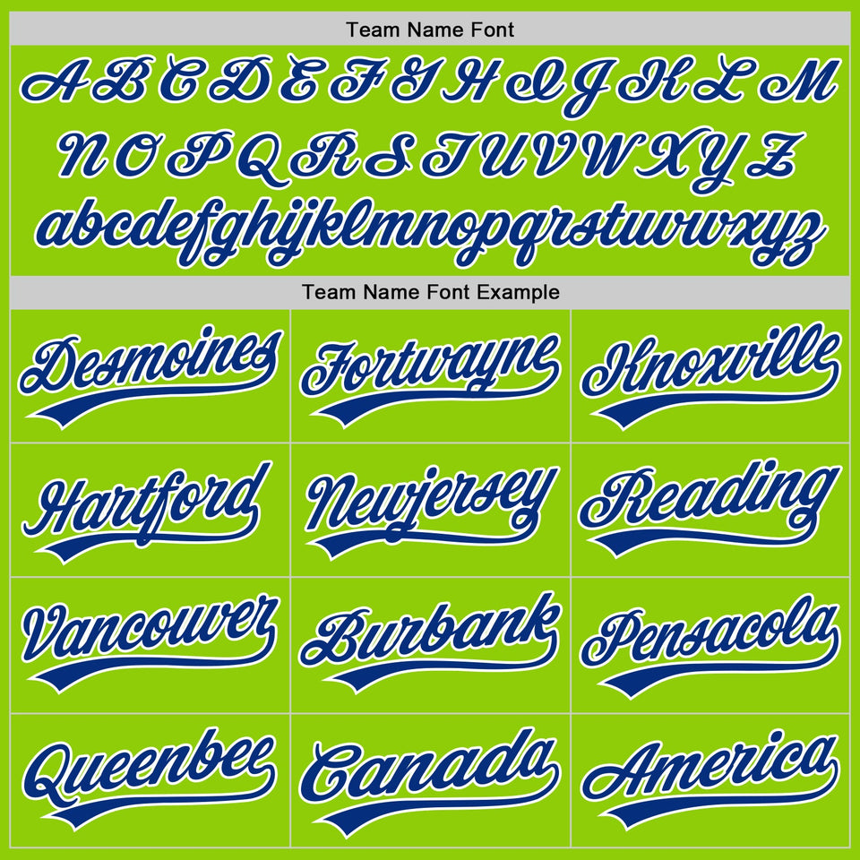 Custom Stitched Neon Green Royal-White Baseball Pullover Sweatshirt Hoodie