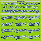 Custom Stitched Neon Green Royal-White Baseball Pullover Sweatshirt Hoodie