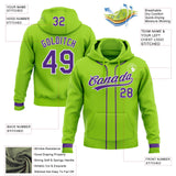 Custom Stitched Neon Green Purple-White Baseball Pullover Sweatshirt Hoodie