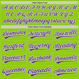 Custom Stitched Neon Green Purple-White Baseball Pullover Sweatshirt Hoodie