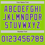 Custom Stitched Neon Green Purple-White Baseball Pullover Sweatshirt Hoodie