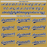 Custom Stitched Old Gold Navy-White Baseball Pullover Sweatshirt Hoodie