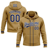 Custom Stitched Old Gold Navy-White Baseball Pullover Sweatshirt Hoodie
