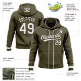 Custom Stitched Olive White-Olive Baseball Pullover Sweatshirt Hoodie