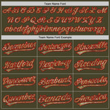 Custom Stitched Olive Camo-Red Baseball Pullover Sweatshirt Hoodie