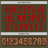 Custom Stitched Olive Camo-Red Baseball Pullover Sweatshirt Hoodie