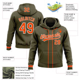 Custom Stitched Olive Orange-White Baseball Pullover Sweatshirt Hoodie