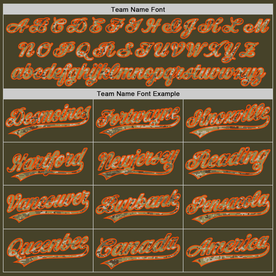 Custom Stitched Olive Camo-Orange Baseball Pullover Sweatshirt Hoodie
