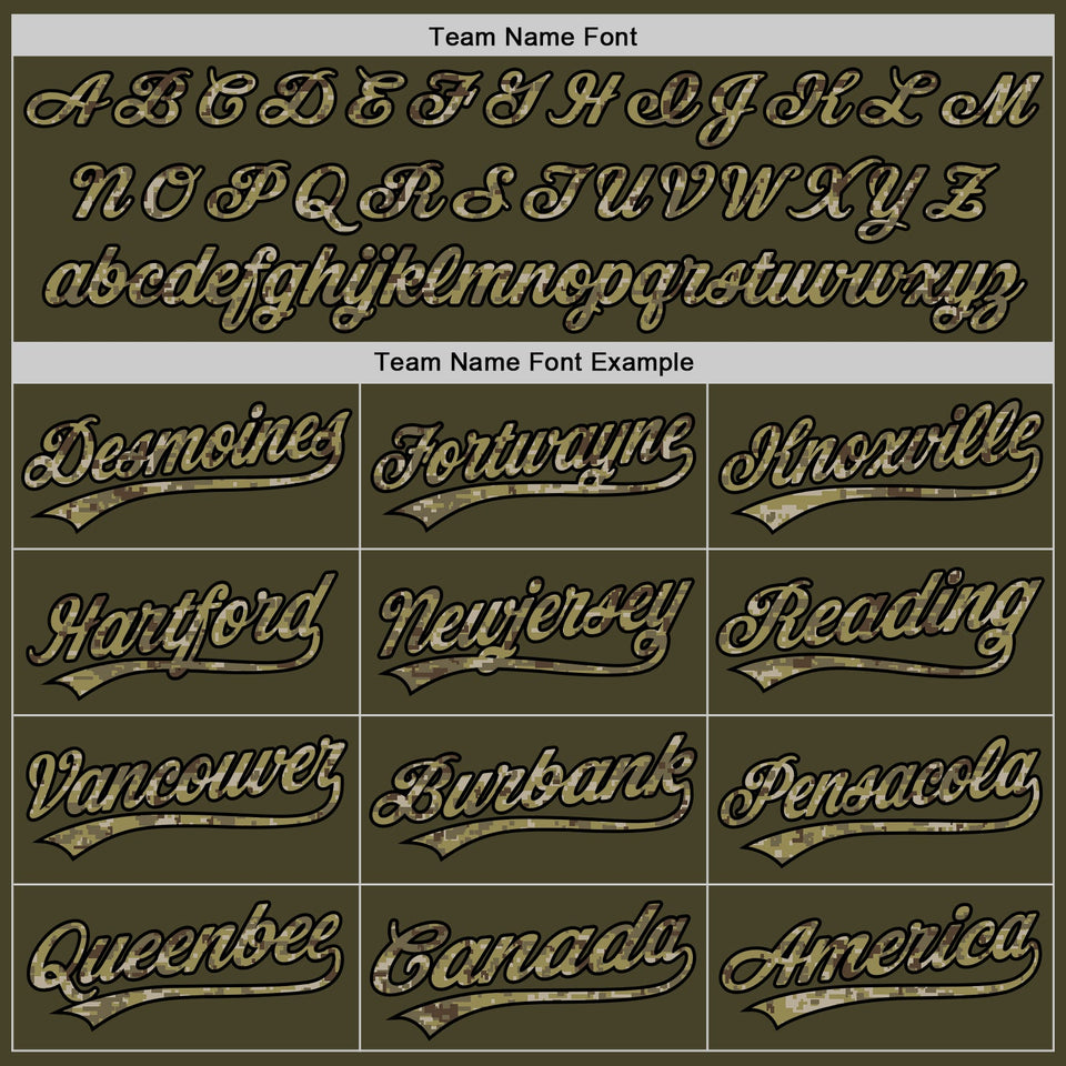 Custom Stitched Olive Camo-Black Baseball Pullover Sweatshirt Hoodie