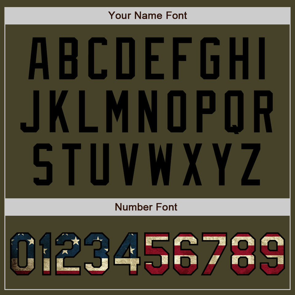 Custom Stitched Olive Vintage USA Flag-Black Baseball Pullover Sweatshirt Hoodie