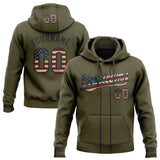 Custom Stitched Olive Vintage USA Flag-Black Baseball Pullover Sweatshirt Hoodie