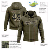 Custom Stitched Olive Black-Cream Baseball Pullover Sweatshirt Hoodie