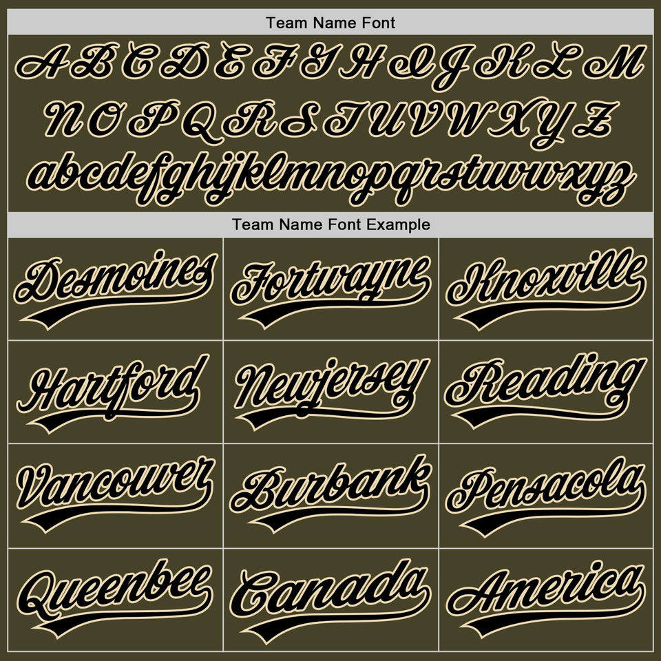 Custom Stitched Olive Black-Cream Baseball Pullover Sweatshirt Hoodie