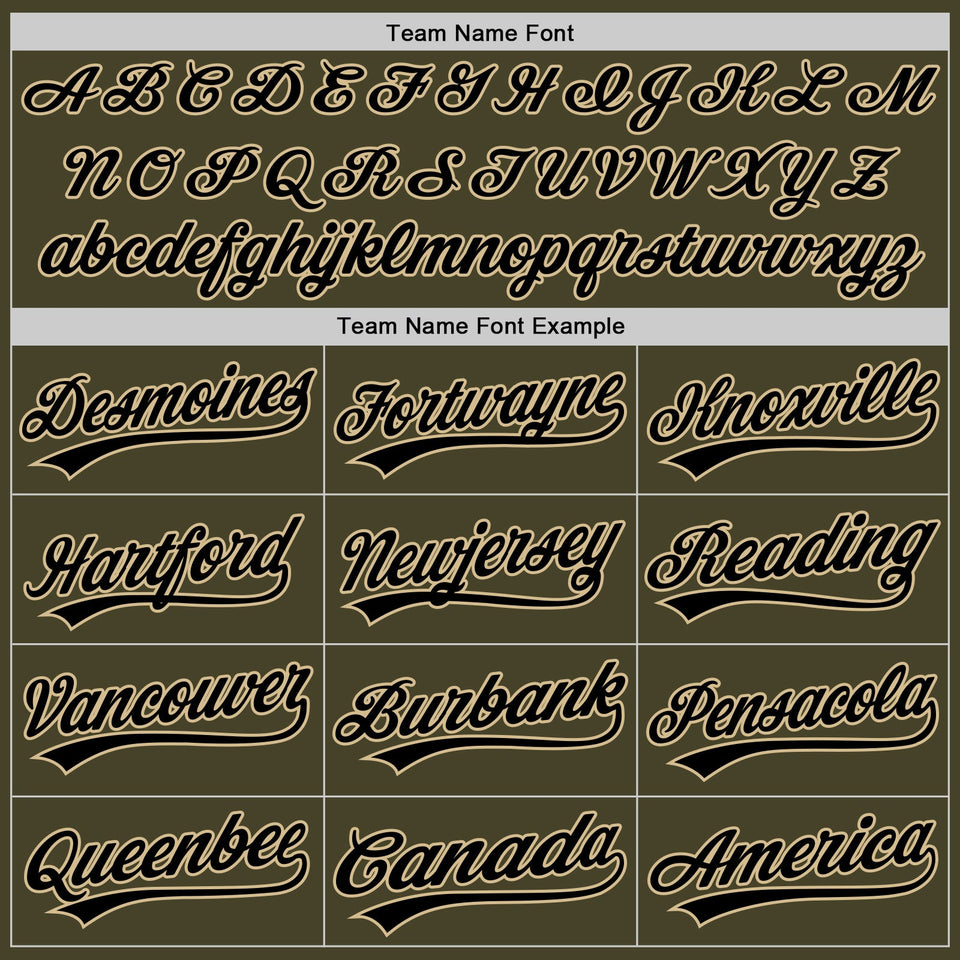 Custom Stitched Olive Black-Vegas Gold Baseball Pullover Sweatshirt Hoodie