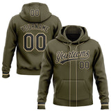 Custom Stitched Olive Black-Vegas Gold Baseball Pullover Sweatshirt Hoodie