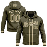 Custom Stitched Olive Camo-Cream Baseball Pullover Sweatshirt Hoodie