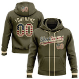 Custom Stitched Olive Vintage USA Flag-Cream Baseball Pullover Sweatshirt Hoodie