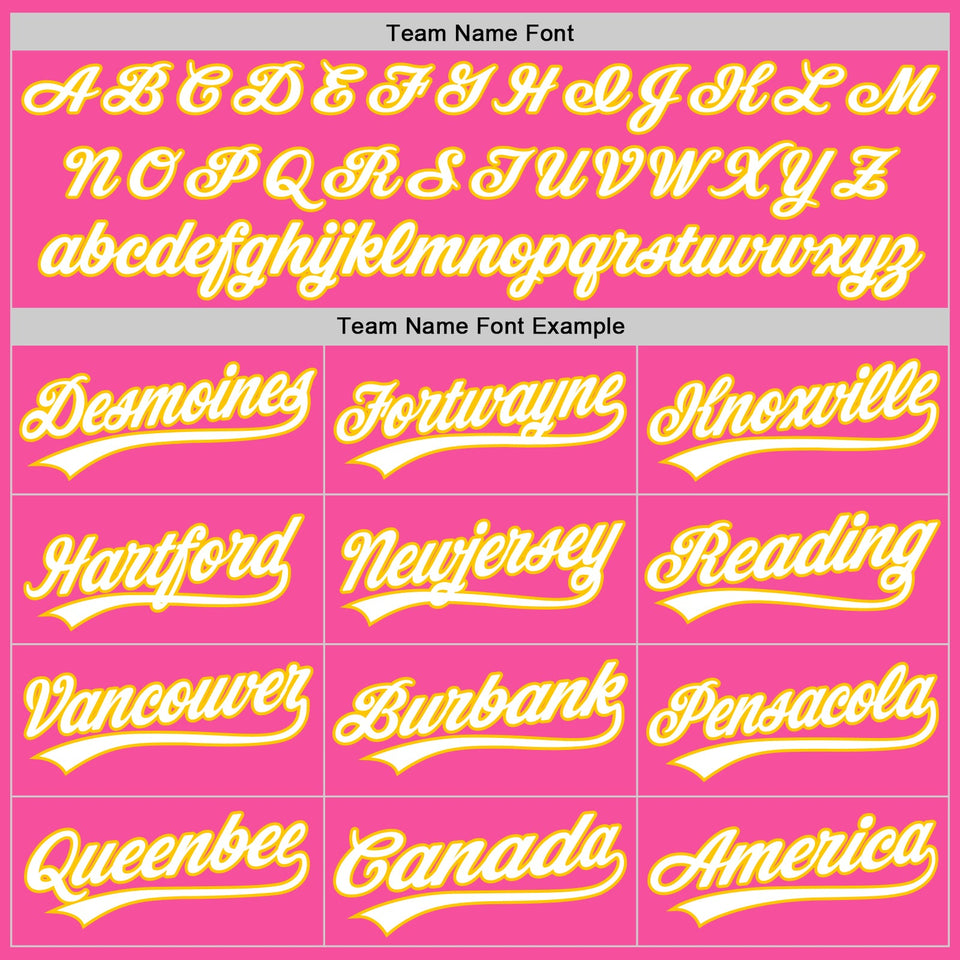 Custom Stitched Pink White-Yellow Baseball Pullover Sweatshirt Hoodie