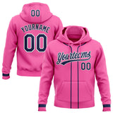 Custom Stitched Pink Navy-White Baseball Pullover Sweatshirt Hoodie