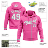 Custom Stitched Pink White-Gray Baseball Pullover Sweatshirt Hoodie