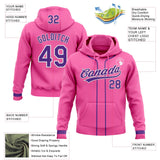 Custom Stitched Pink Purple-White Baseball Pullover Sweatshirt Hoodie