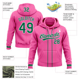 Custom Stitched Pink Kelly Green-White Baseball Pullover Sweatshirt Hoodie