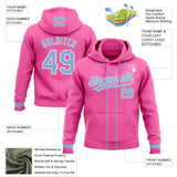 Custom Stitched Pink Light Blue-White Baseball Pullover Sweatshirt Hoodie