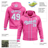 Custom Stitched Pink White-Light Blue Baseball Pullover Sweatshirt Hoodie