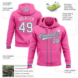 Custom Stitched Pink White Light Blue-Black Baseball Pullover Sweatshirt Hoodie