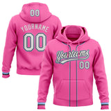 Custom Stitched Pink White Light Blue-Black Baseball Pullover Sweatshirt Hoodie