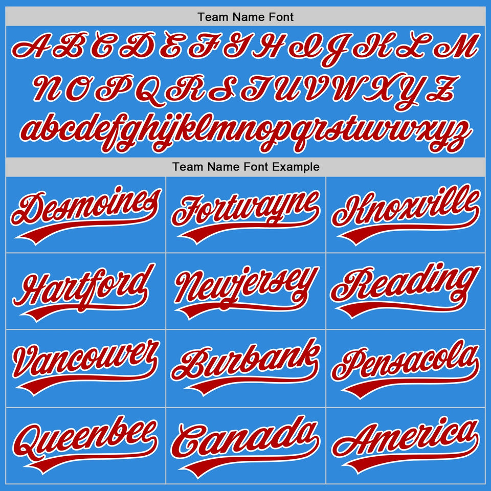 Custom Stitched Powder Blue Red-White Baseball Pullover Sweatshirt Hoodie