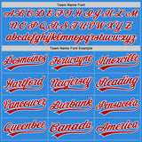 Custom Stitched Powder Blue Red-White Baseball Pullover Sweatshirt Hoodie